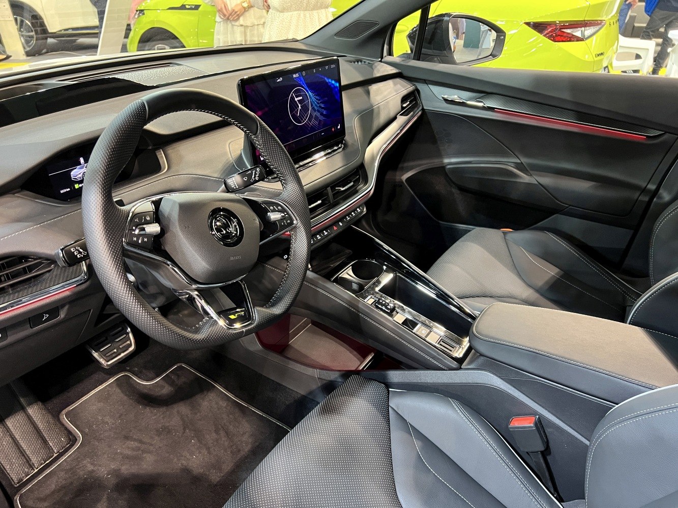 Digital dashboard and touchscreen display in a modern car interior