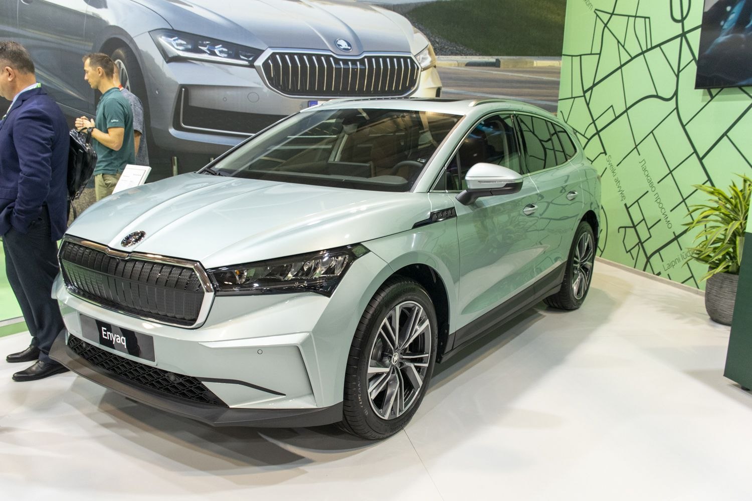Electric SUV with distinctive front grille and LED headlights