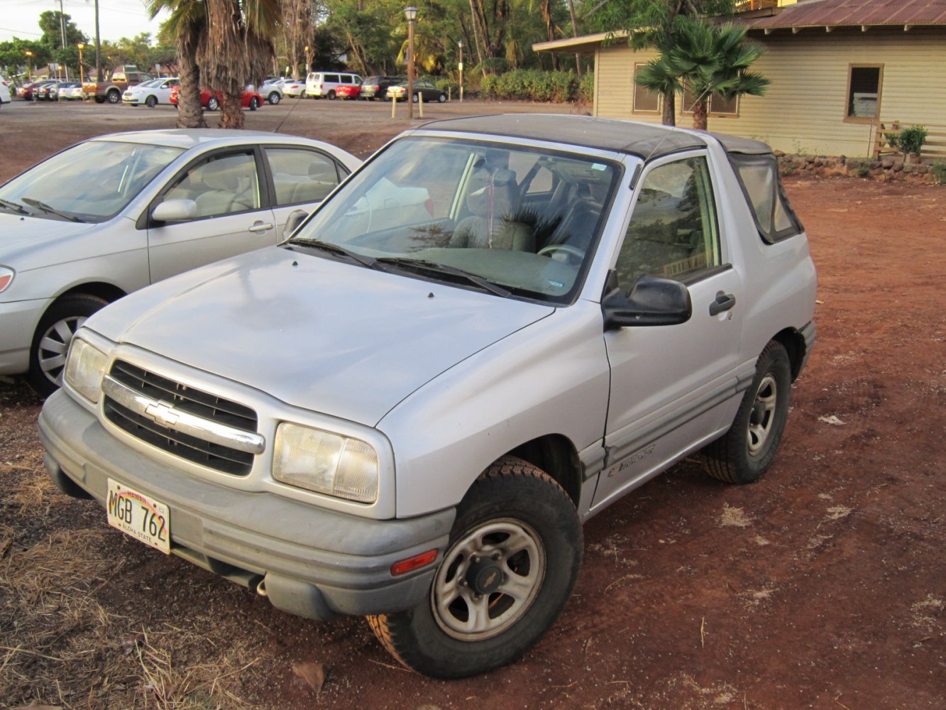 Compact SUV with soft top roof and rugged tires