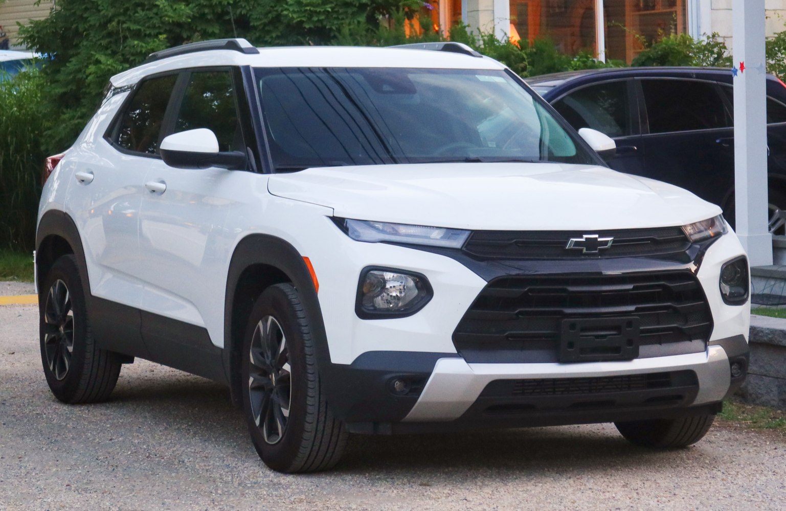 Front view with sleek headlights and grille of modern compact SUV