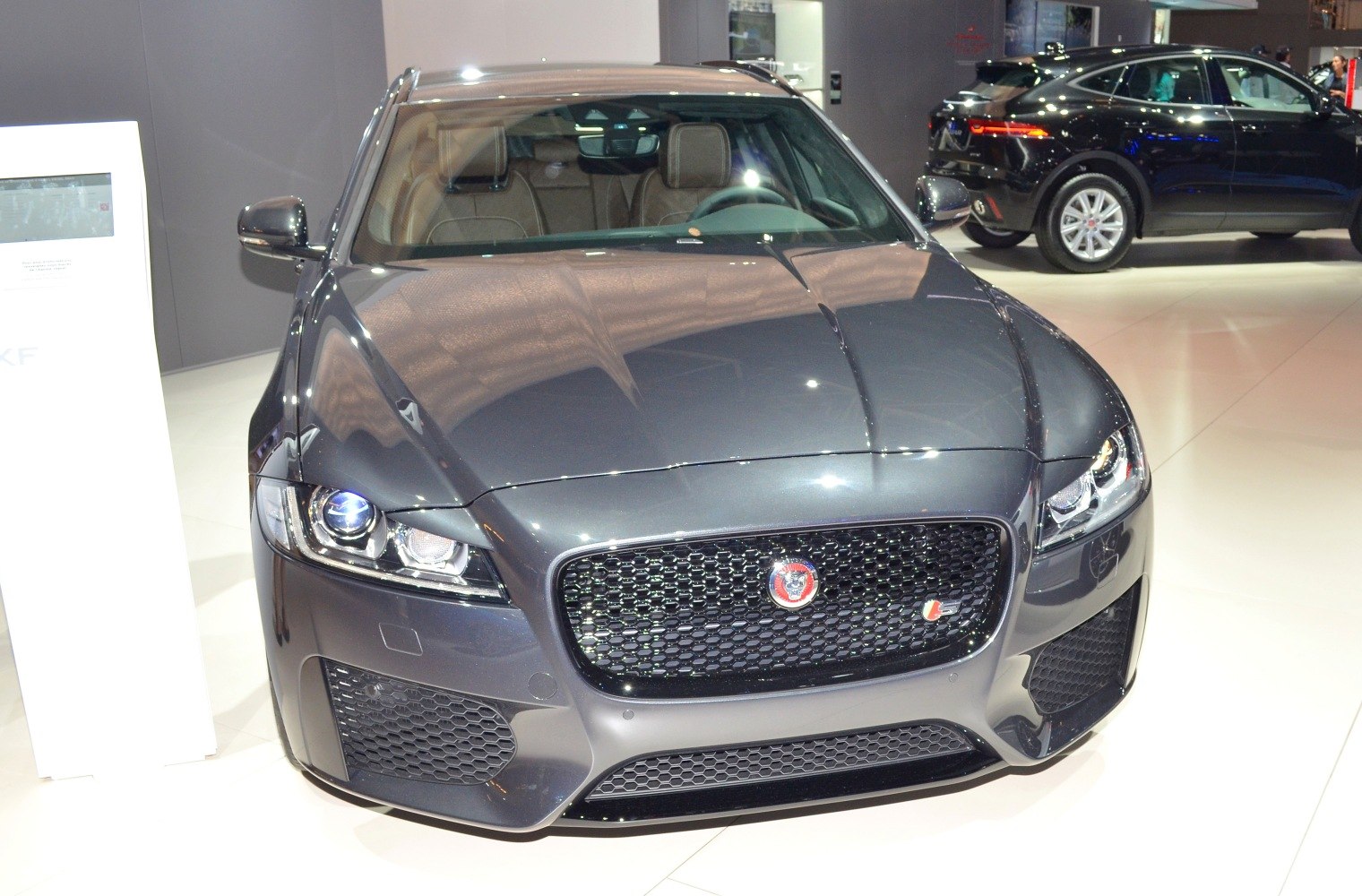 Front view luxury wagon with LED headlights and mesh grille