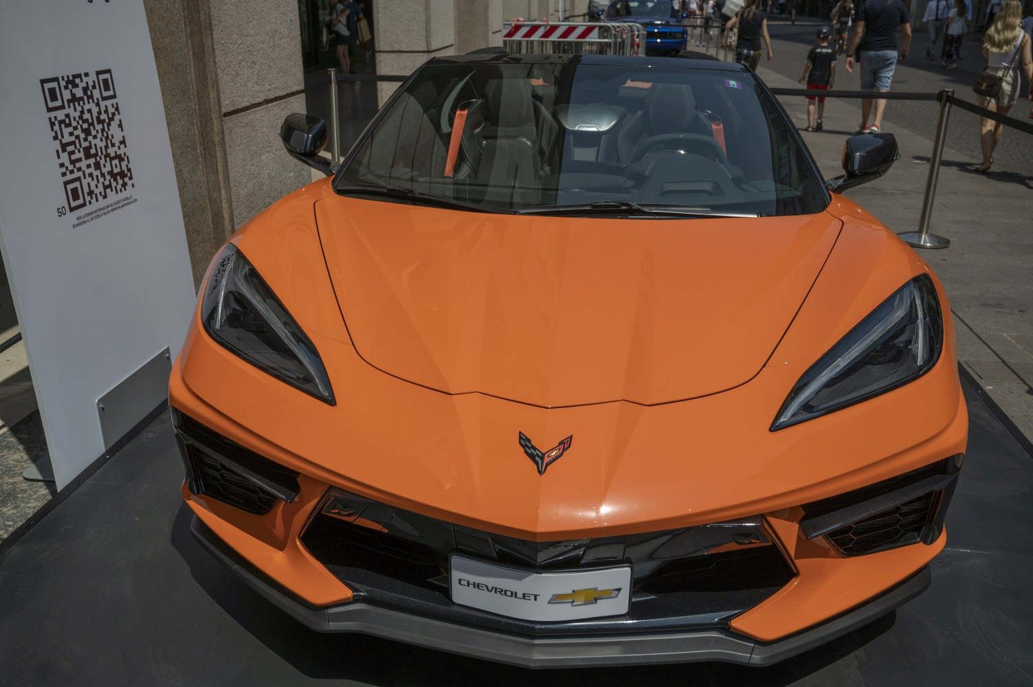 Front view with aerodynamic hood and sharp headlights