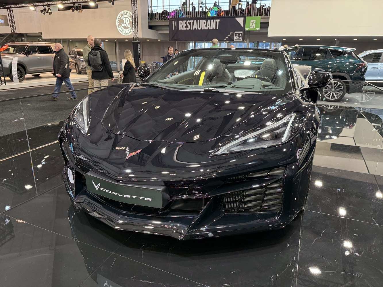 Black Chevrolet Corvette Convertible C8 front with LED headlights