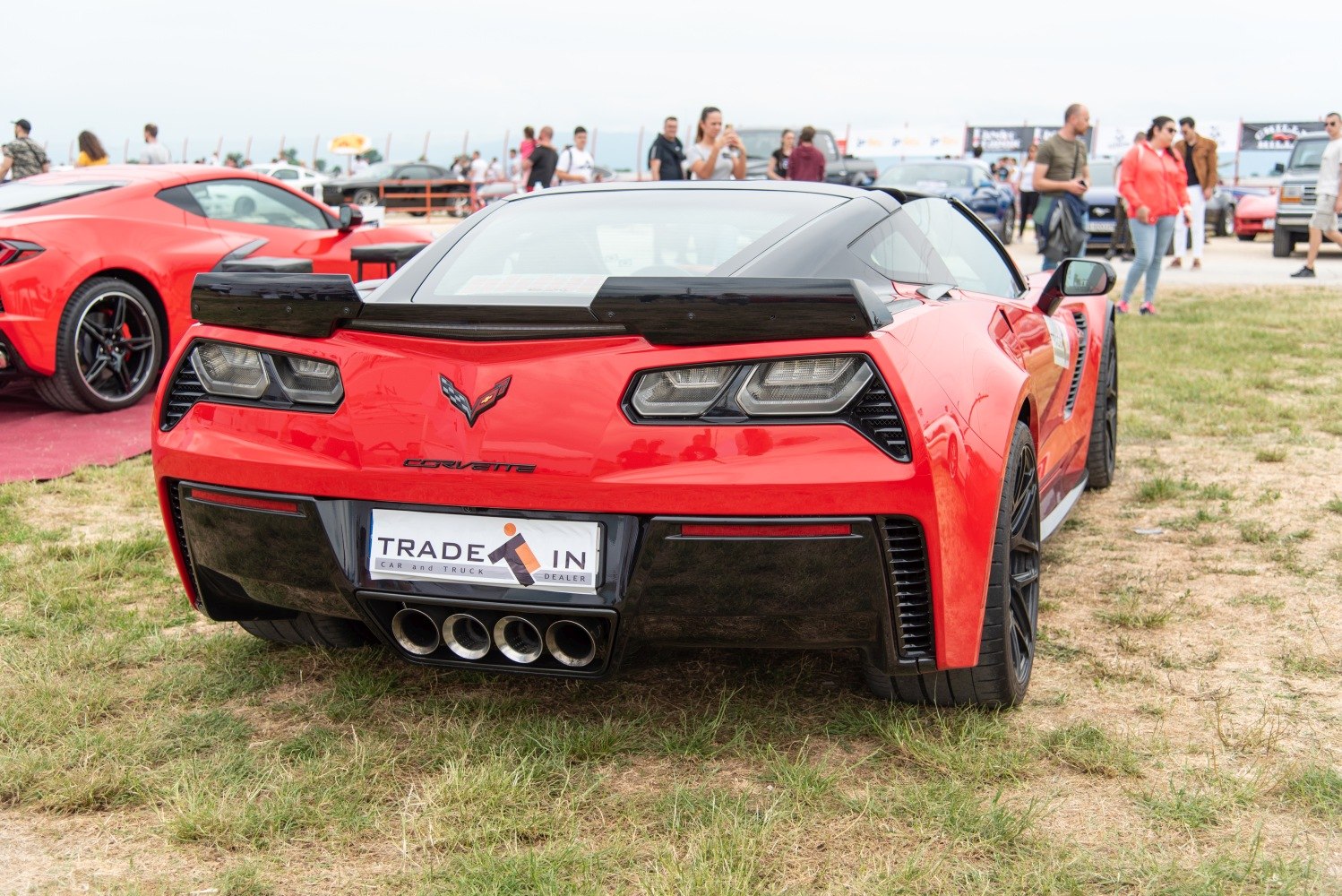 Rear view with quad exhaust and angular taillights
