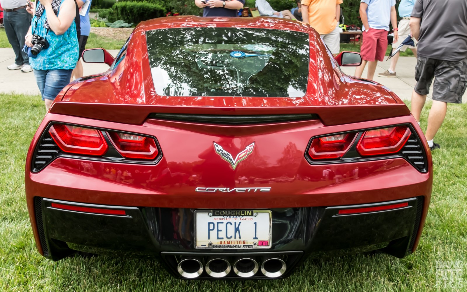 Rear view with quad exhaust and angular tail lights