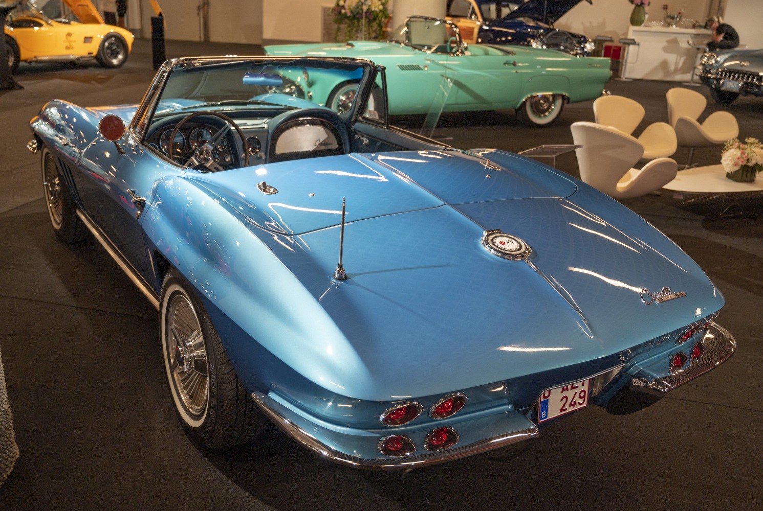 Classic convertible rear with vintage styling and dual red tail lights