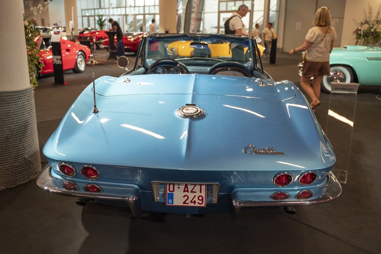 Convertible rear view with dual round tail lights and smooth rear panel