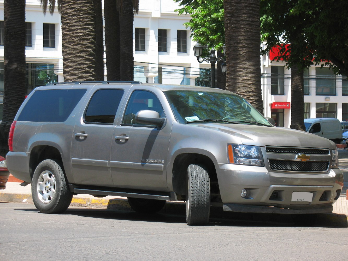 Large SUV front side view with distinct grille and boxy design