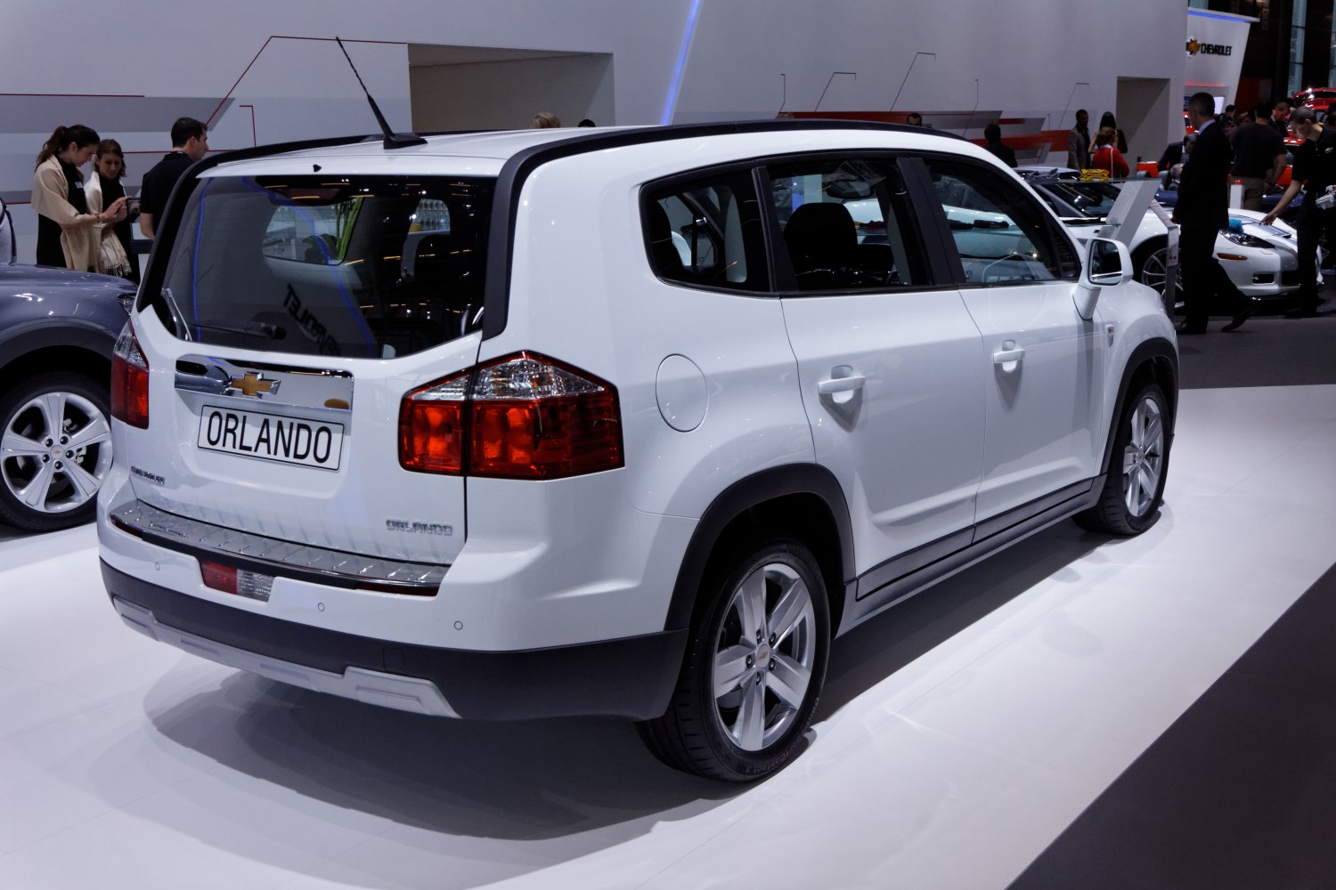 Rear and side view with distinctive rear lights and body shape