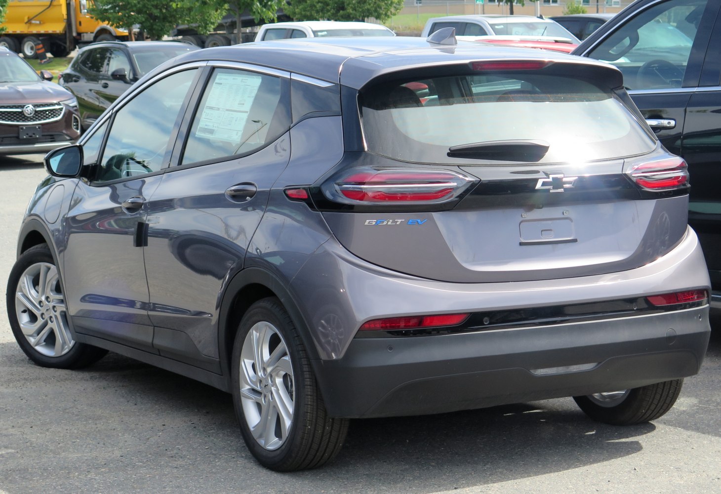 Rear view of a modern electric hatchback with updated taillights and sleek design