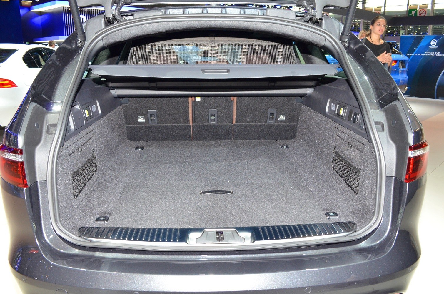 Spacious rear cargo space with net pockets and foldable rear seats