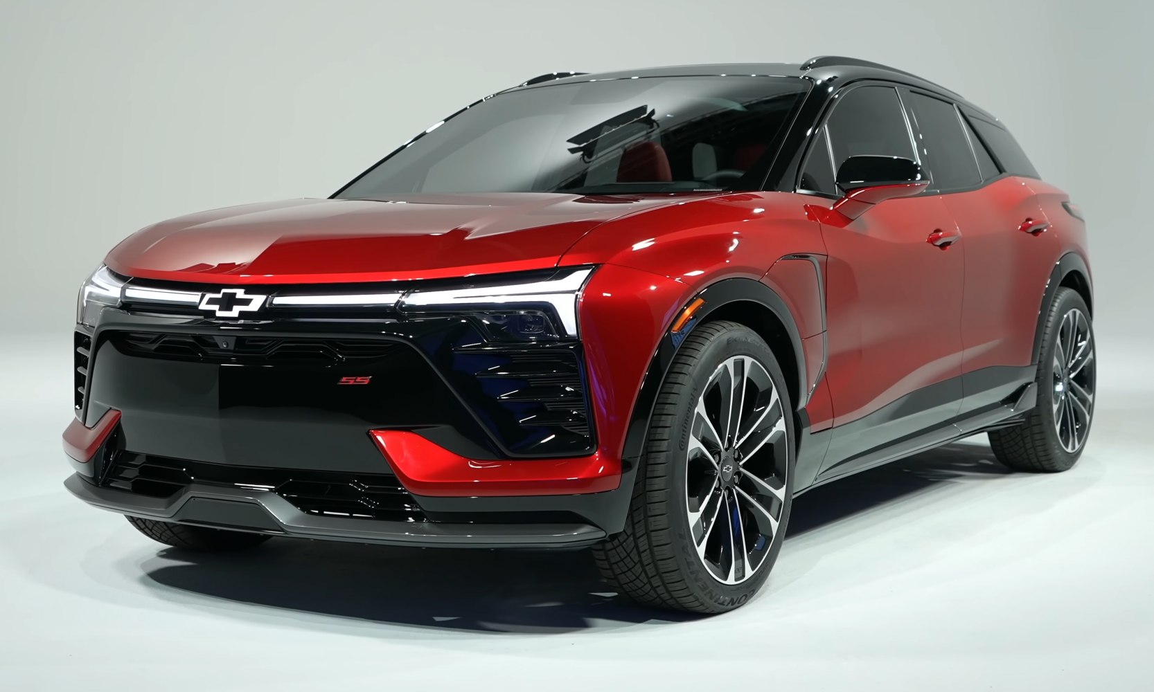 Front angled view with LED headlights and aerodynamic design
