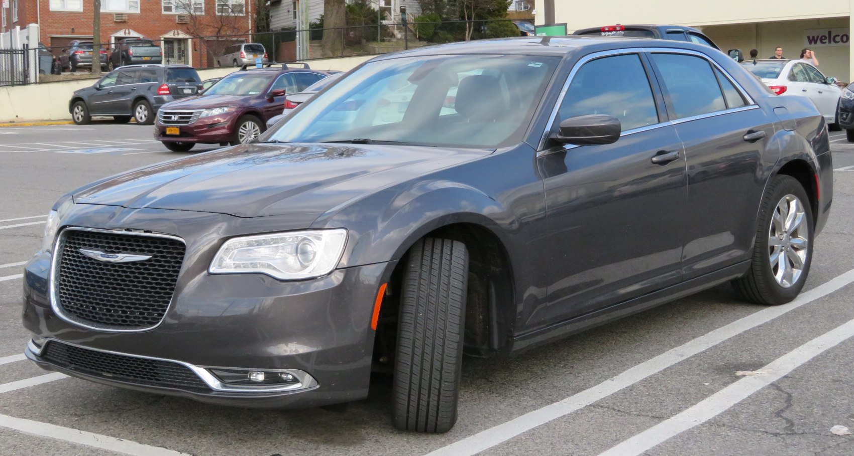 Front grille and headlights of a modern luxury sedan