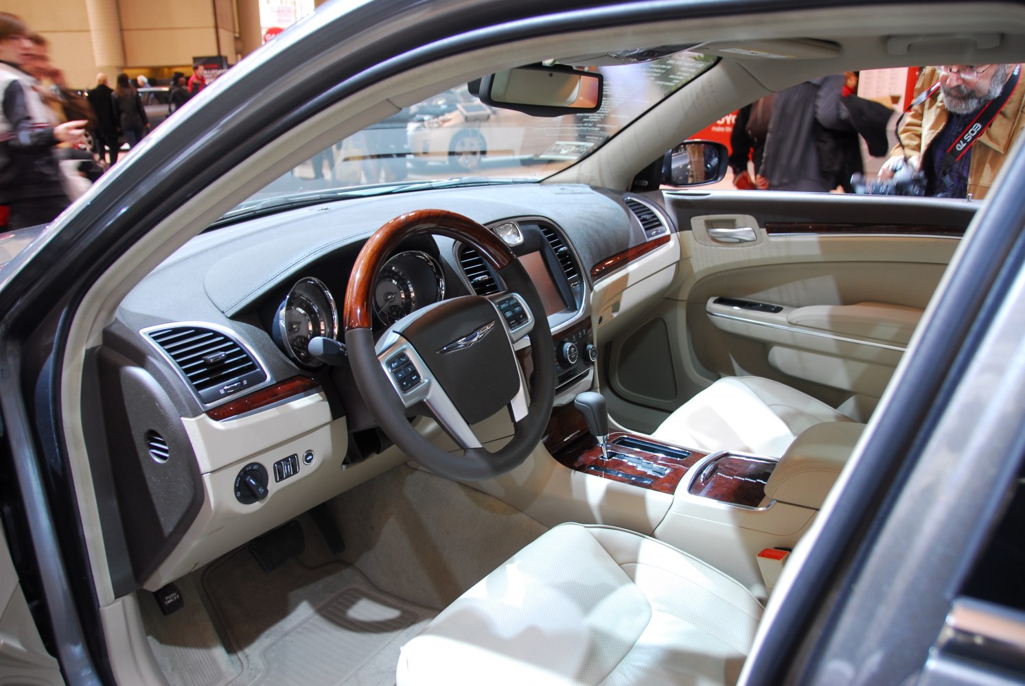 Luxury interior with wood trim and leather seats