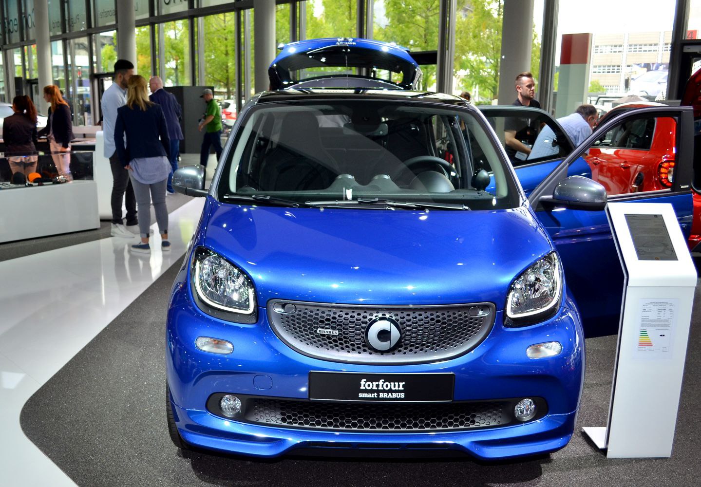 Front view of a compact hatchback with Brabus grille and headlights