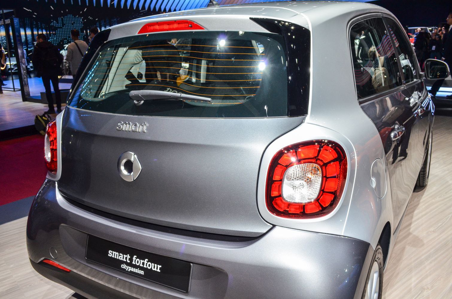 Rear hatchback with distinctive taillights and rear wiper