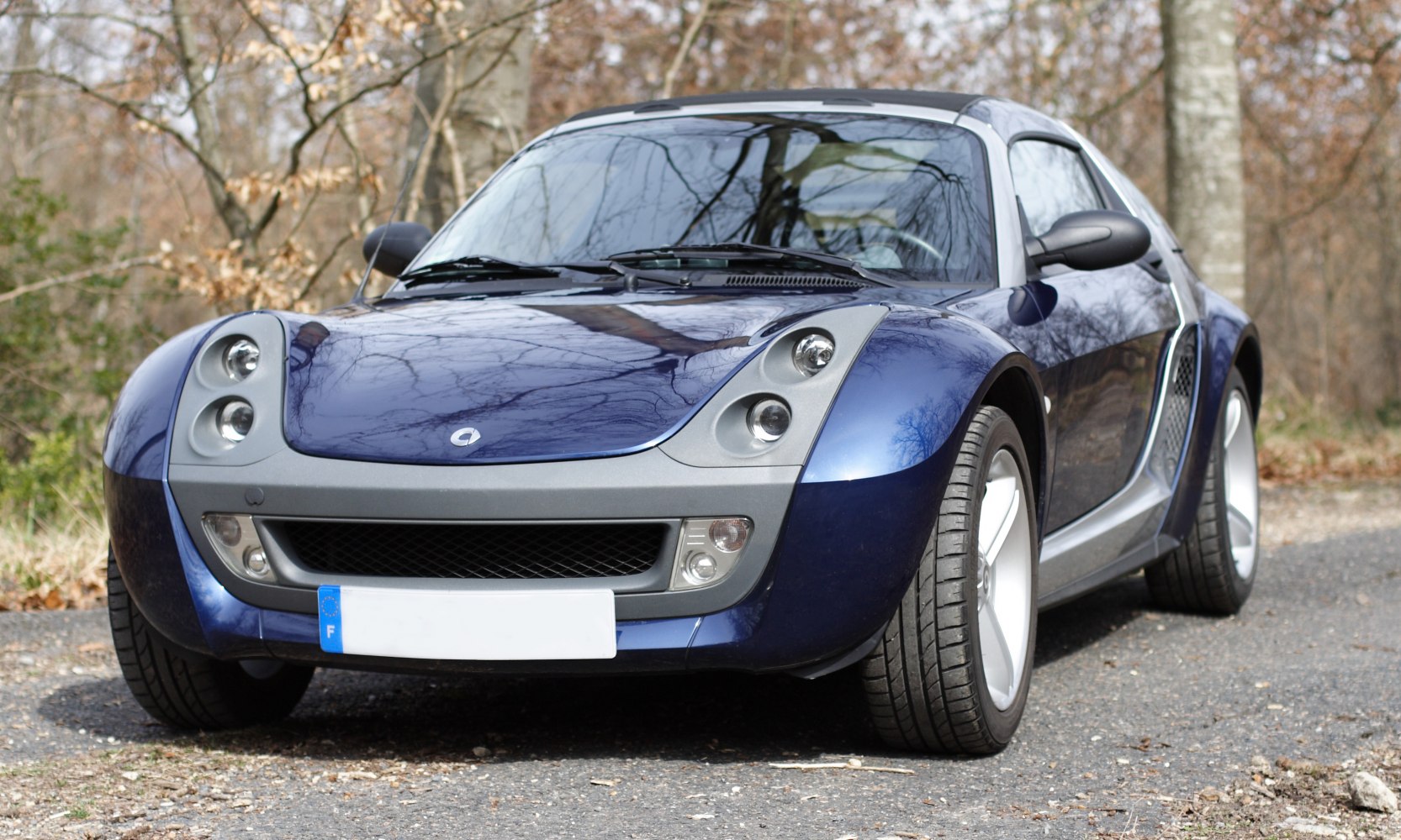 Compact coupe with dual circular headlights and sporty front design
