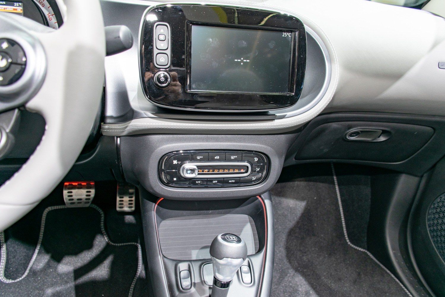 Dashboard with touchscreen and climate control interface