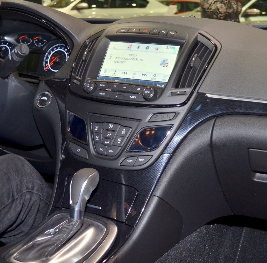 Modern car interior with central media display and climate controls