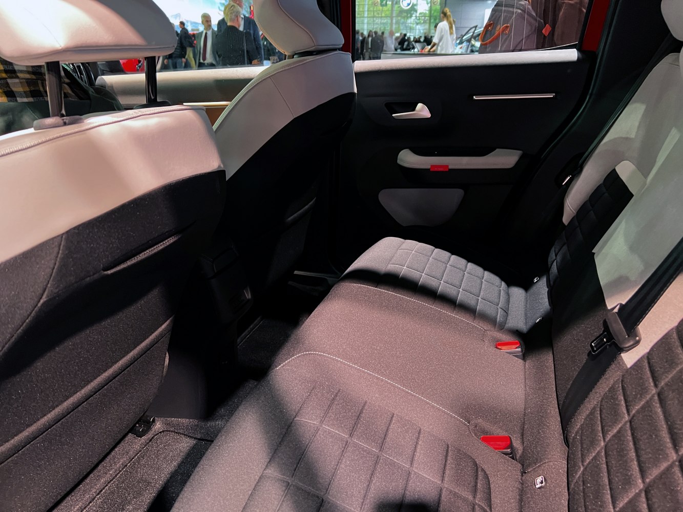 Rear seating area with modern upholstery and door panel design