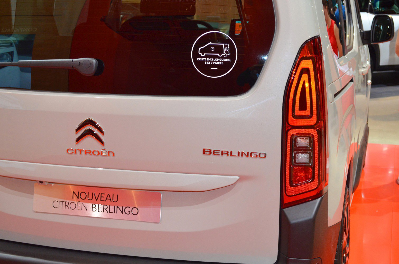 Rear tail light and logo on modern van rear hatch