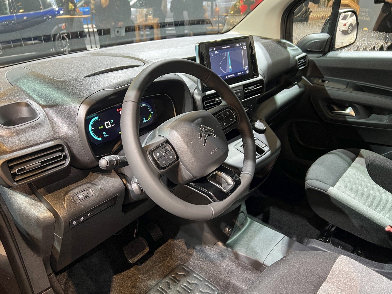 Digital dashboard and infotainment screen in vehicle interior