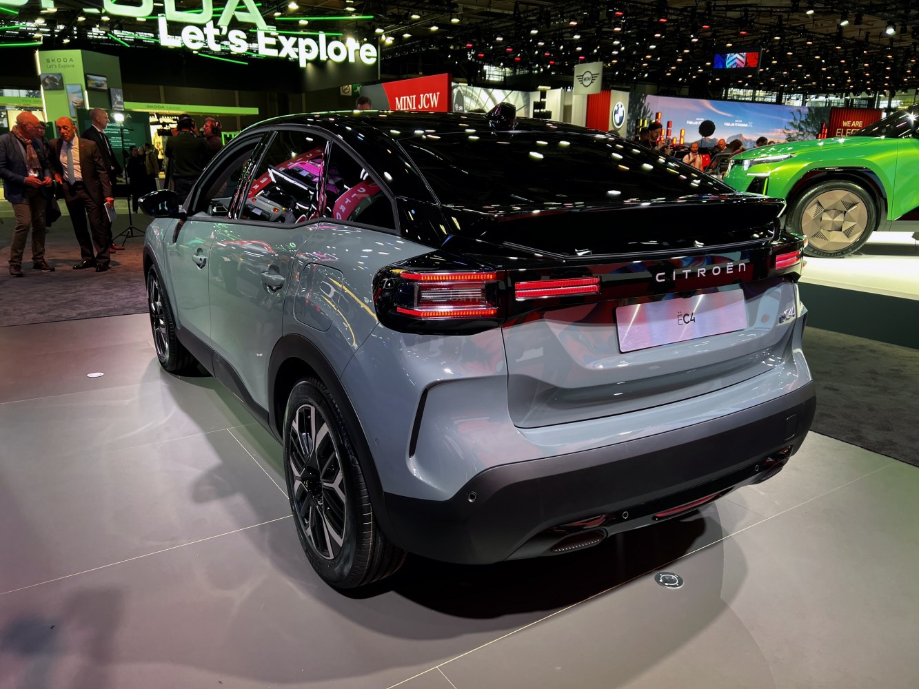 Modern rear profile with distinctive LED tail lights and black roof