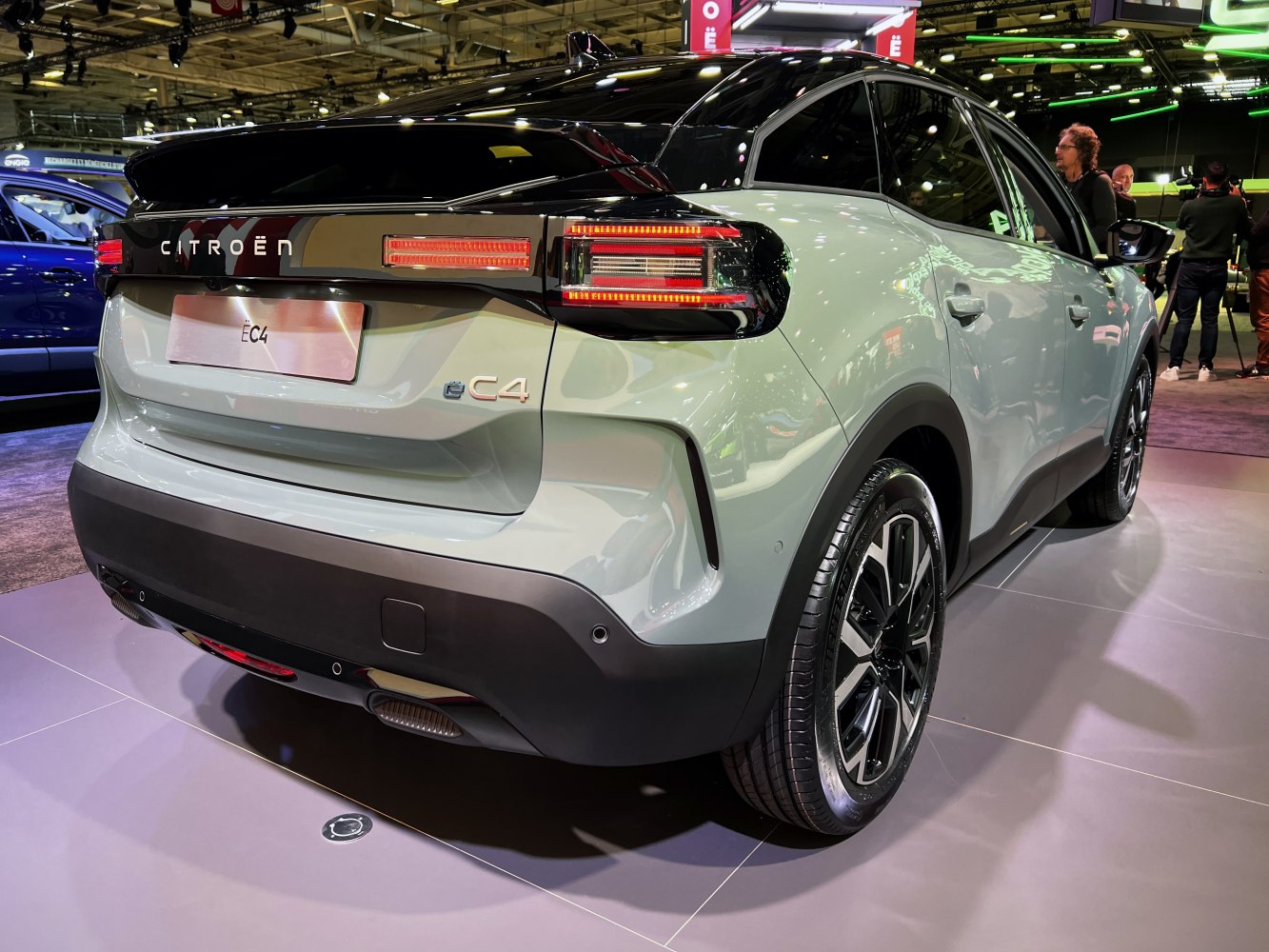 Car rear view with distinctive LED taillights and aerodynamic design