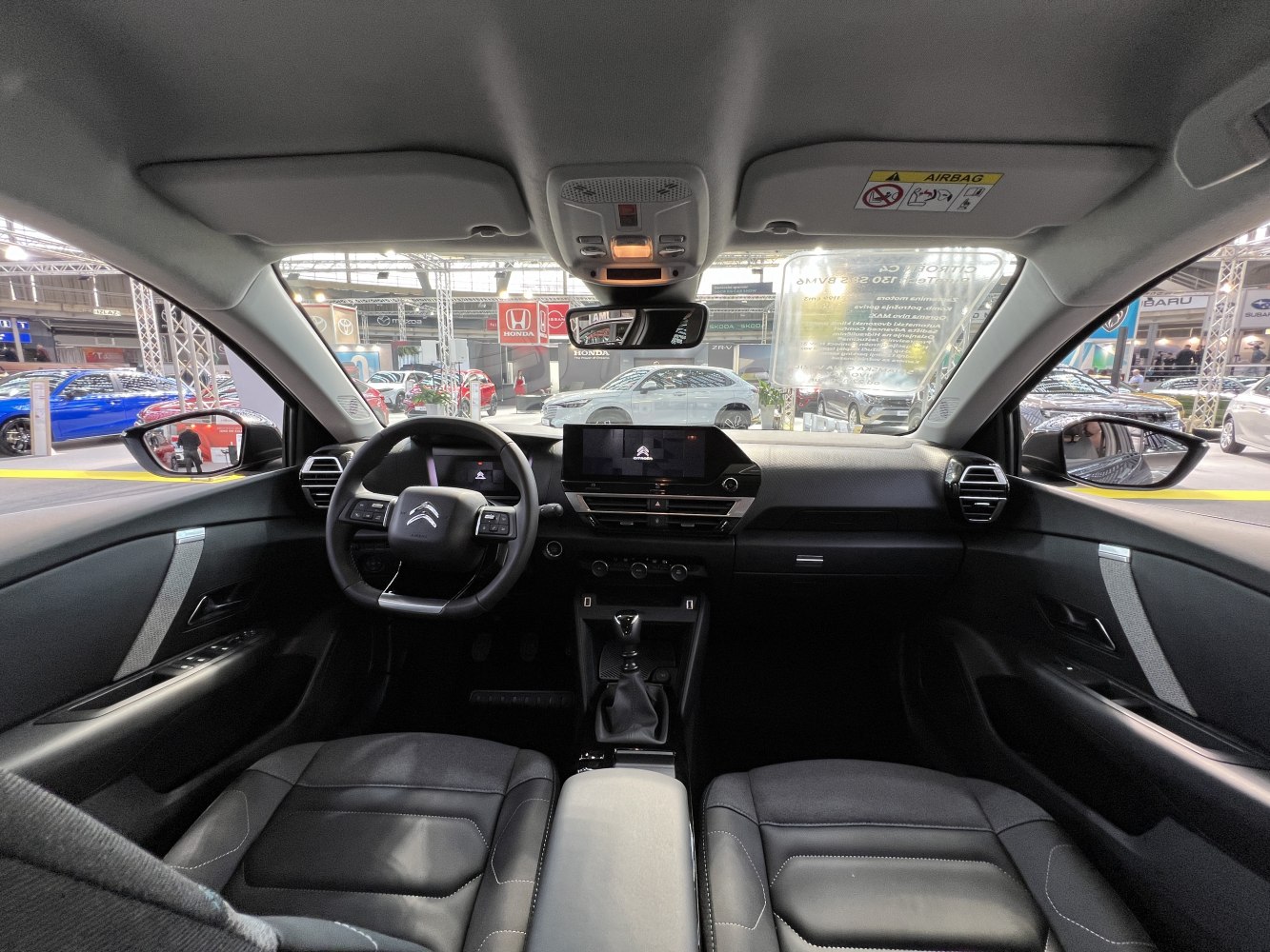 Modern dashboard and steering wheel with touchscreen display