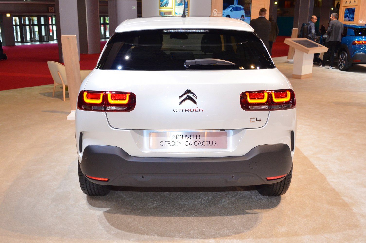 Rear view with distinctive LED taillights and rear windshield wiper