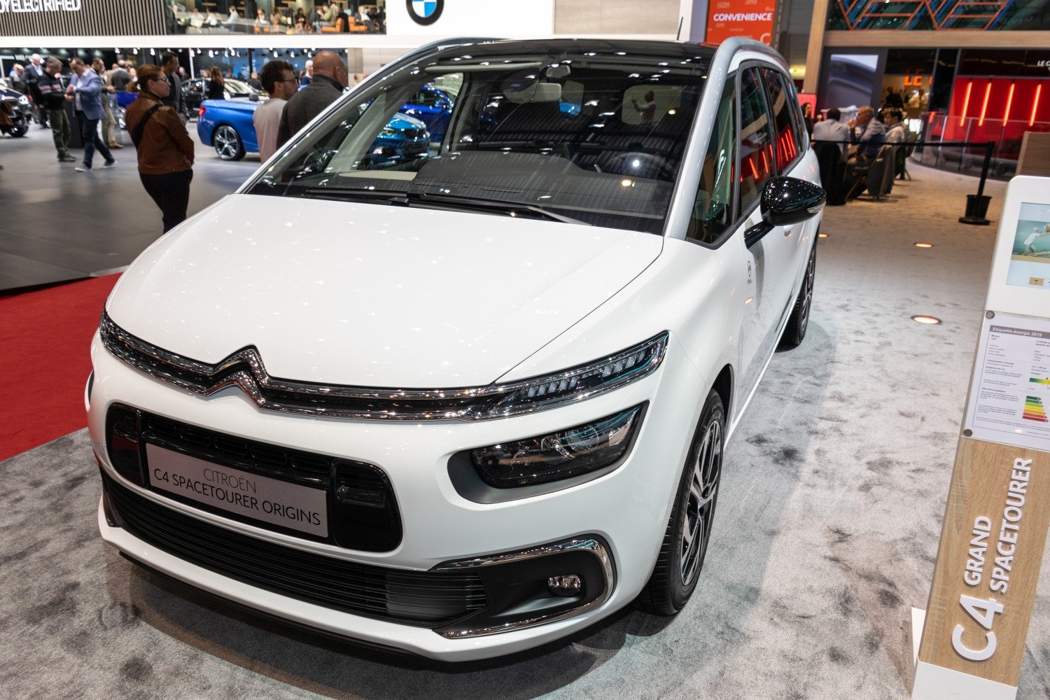 Front view with LED headlights and spacious MPV styling