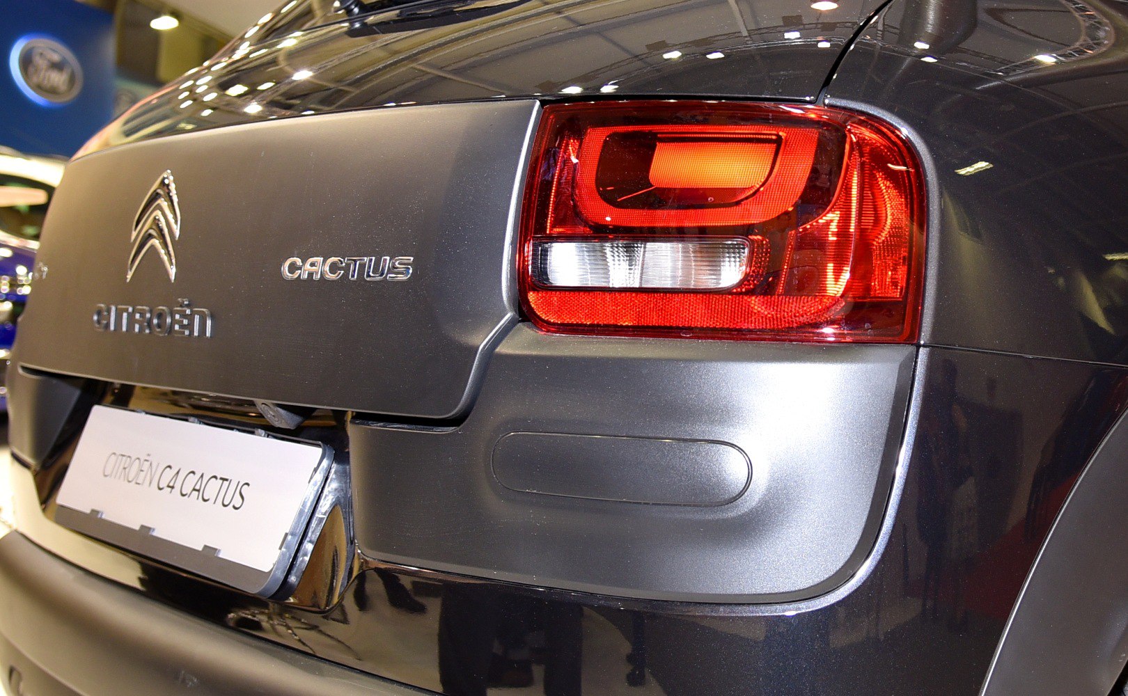 Close-up of rear tail light and badge panel