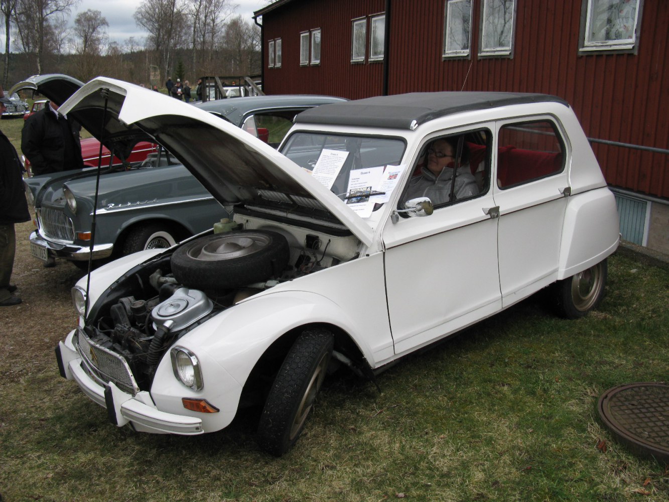 Vintage hatchback with front engine and spare tire storage