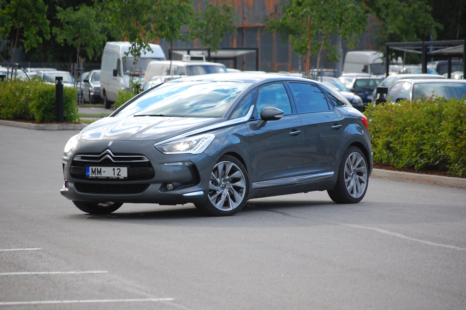 Sleek hatchback with alloy wheels and modern headlights