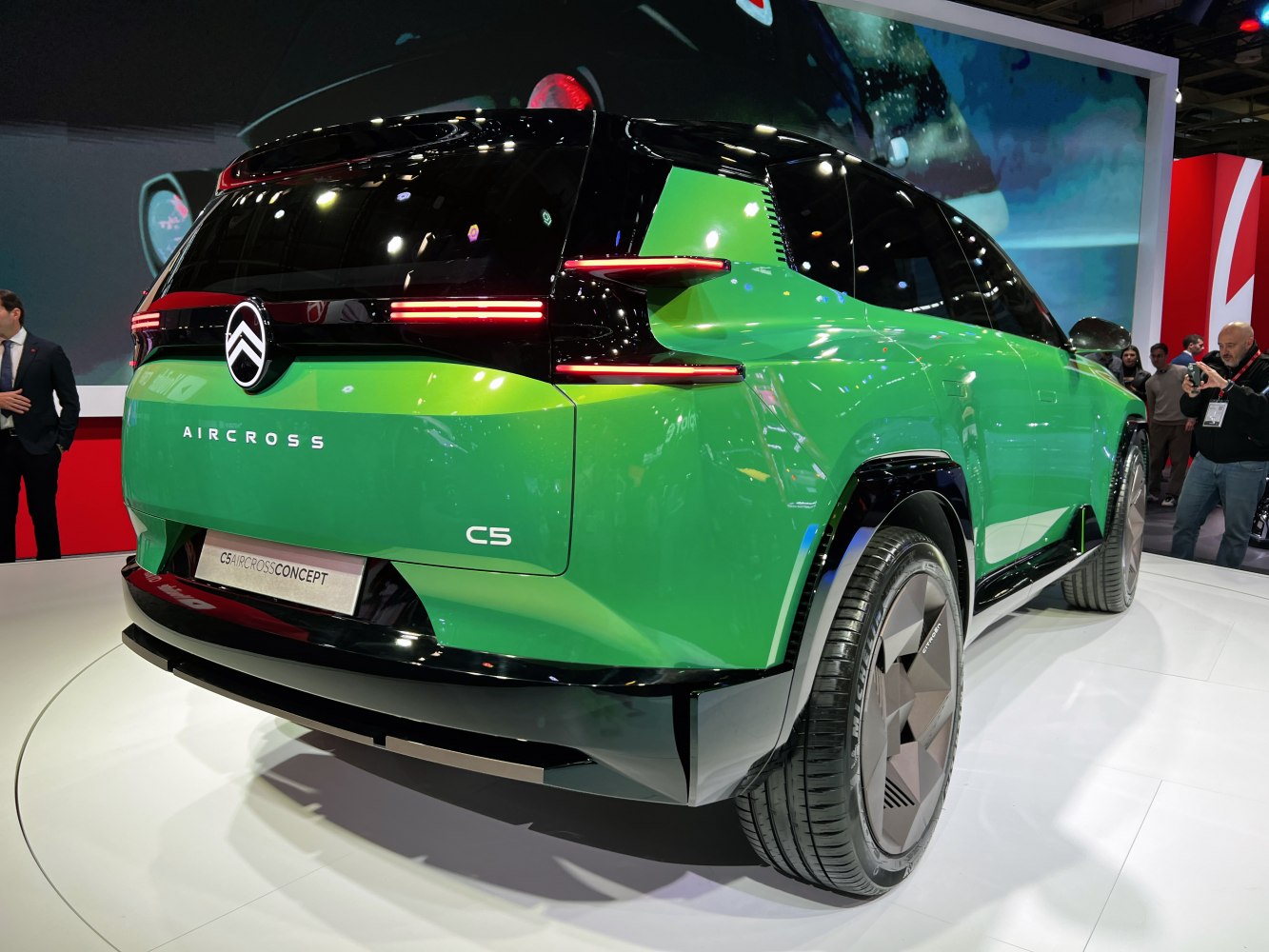 Futuristic rear design with unique taillights and bold green color