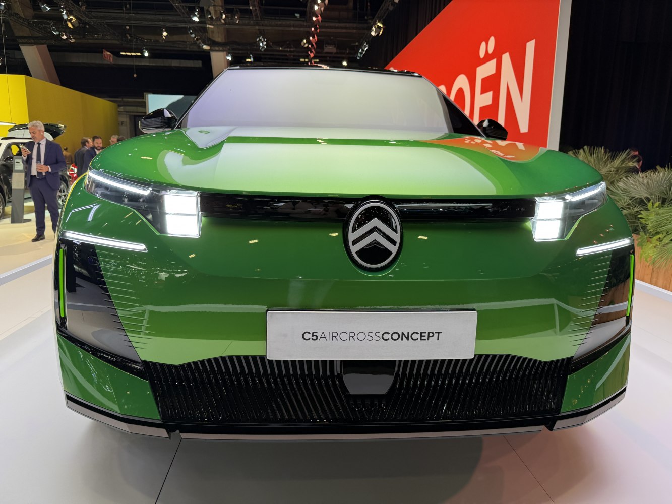 Futuristic front fascia with distinctive LED headlights and bold grille design
