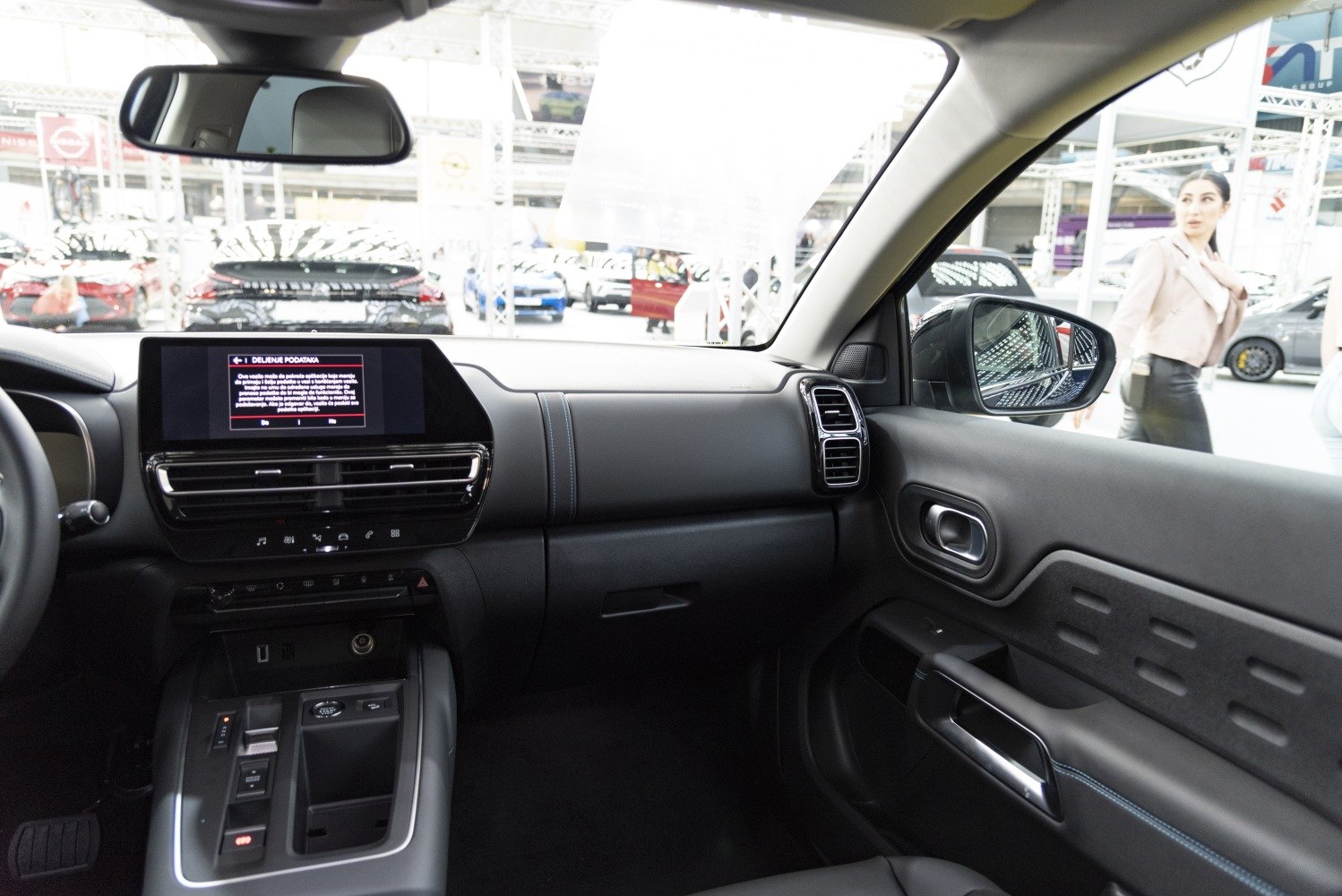 Modern car interior with dashboard and infotainment screen