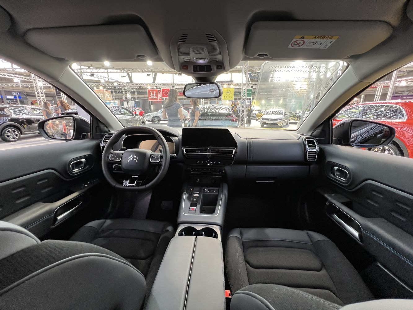 Modern dashboard and steering wheel inside a 2022 SUV interior