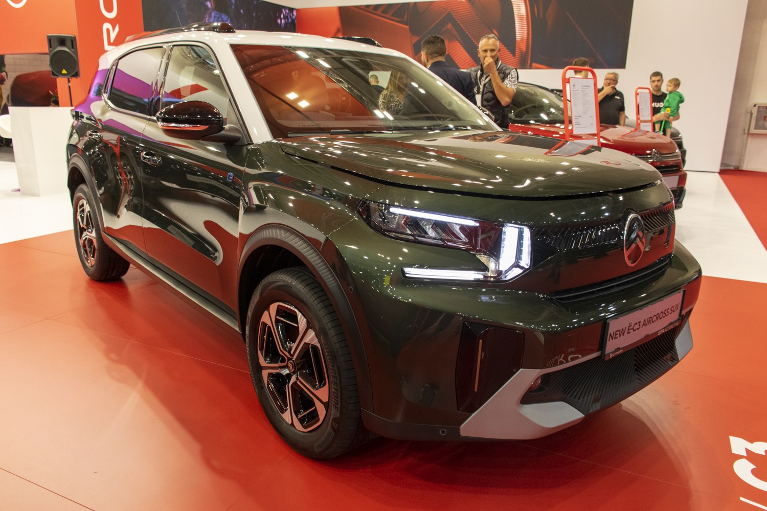 SUV front view showing LED headlights and alloy wheels
