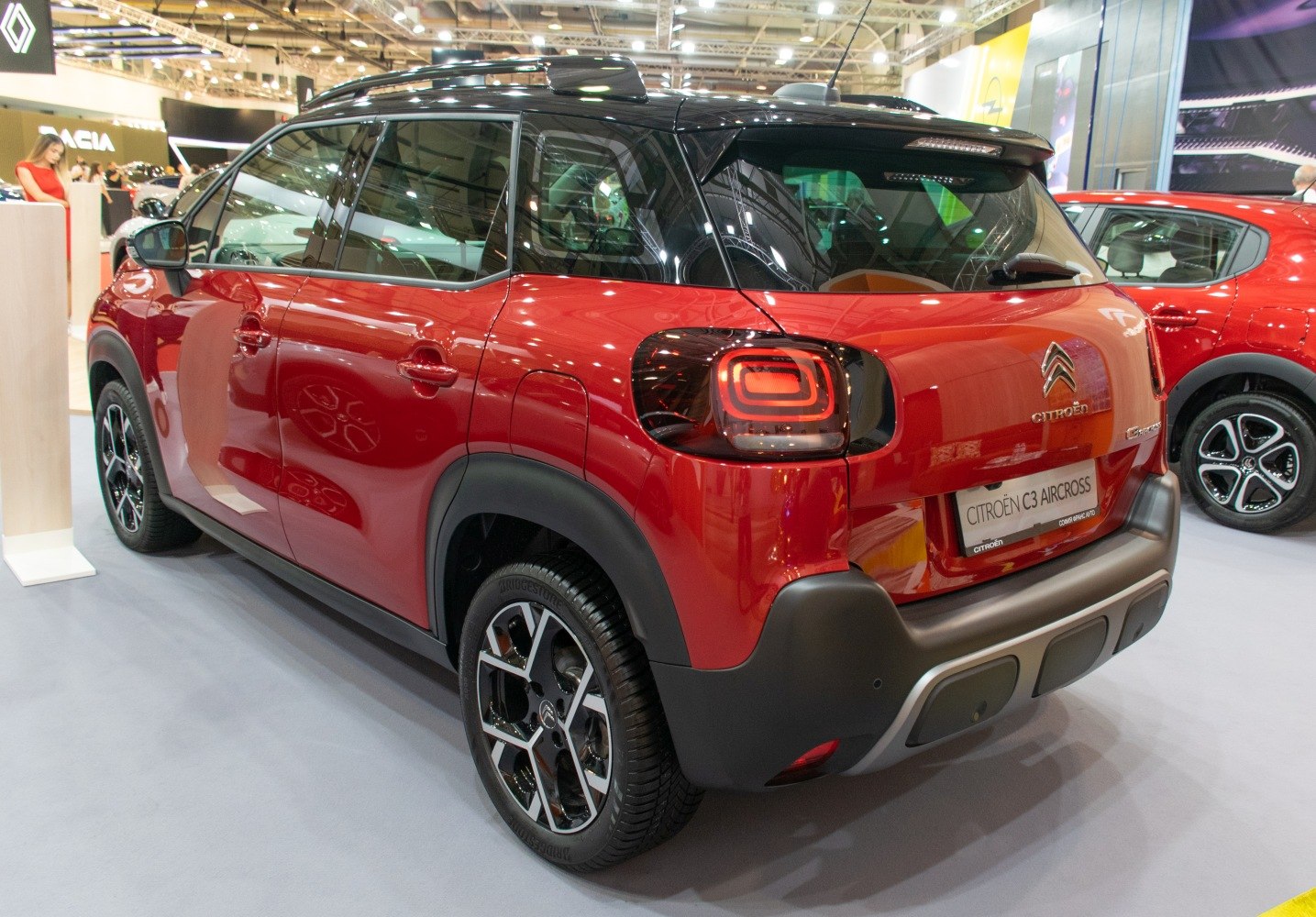 Rear and side profile with taillight and black roof