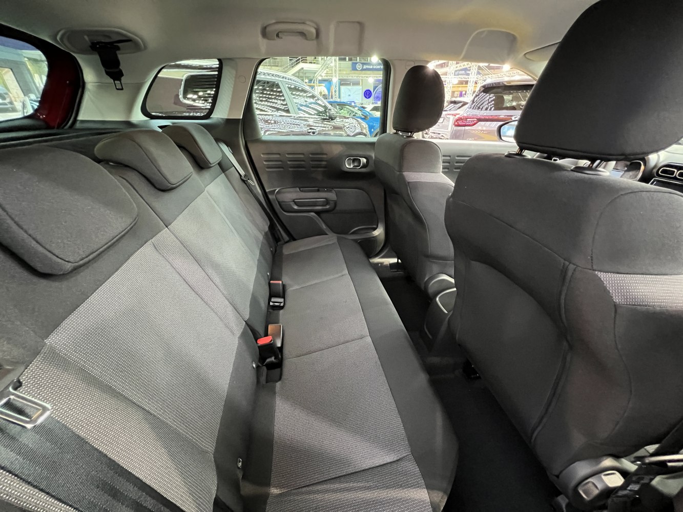 Spacious fabric rear seats with headrests in compact SUV interior