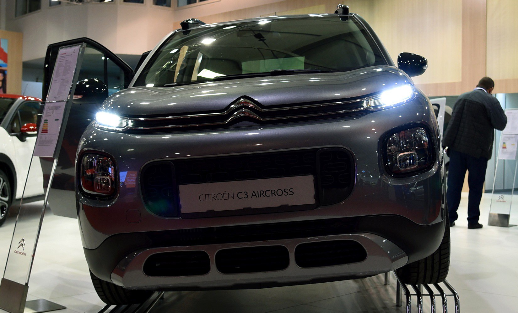 Compact SUV front with LED daytime running lights and distinctive grille
