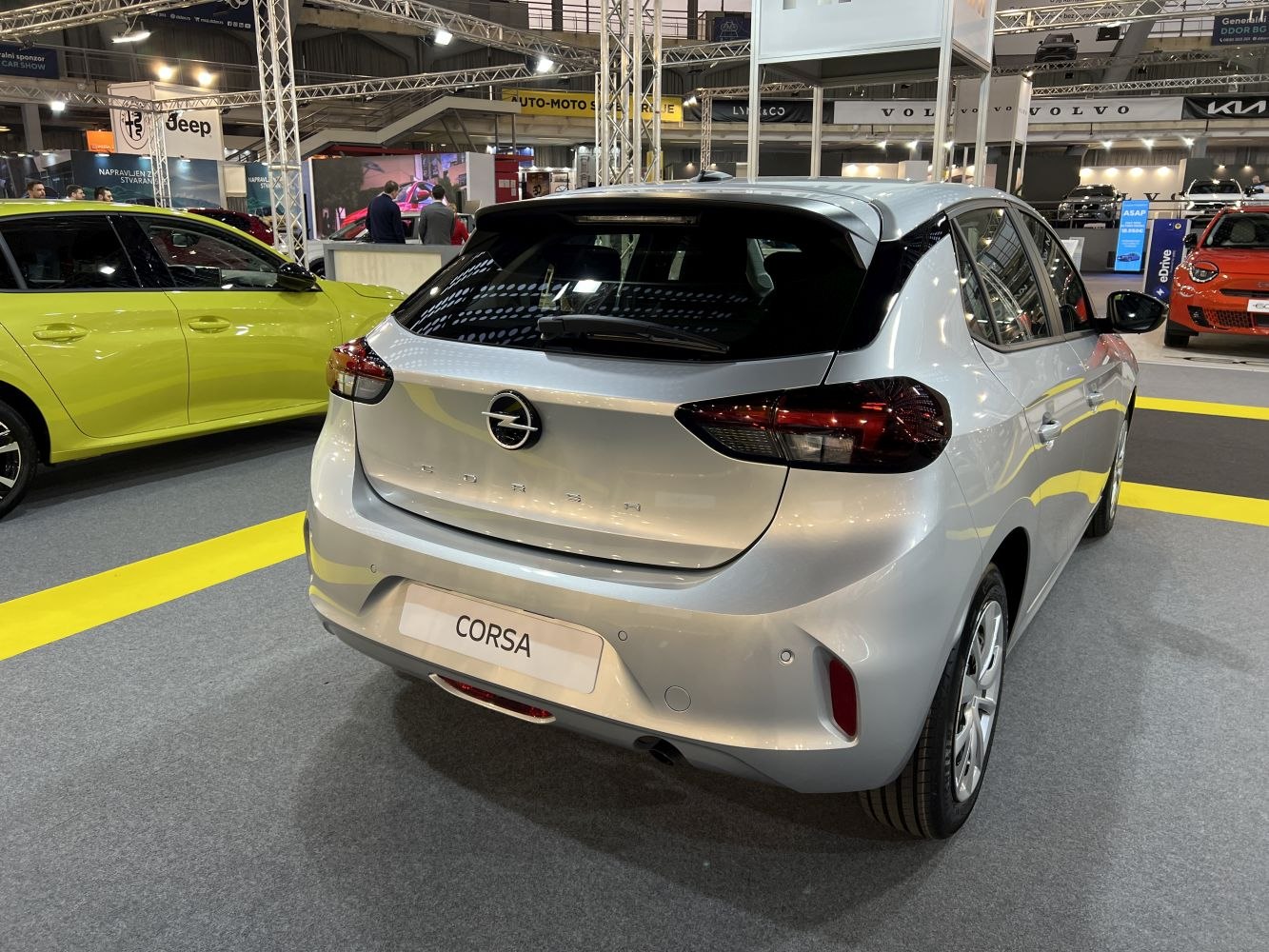 Rear view of compact hatchback with updated taillights and hatchback design