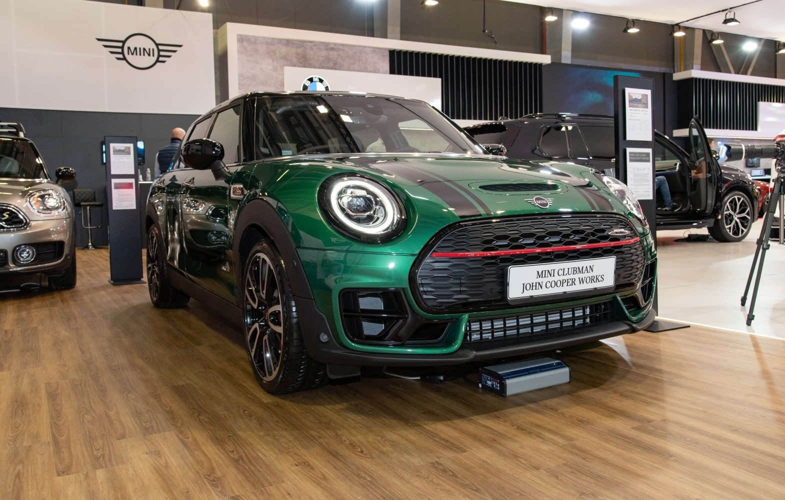 Sporty front with LED headlights and aggressive grille design.