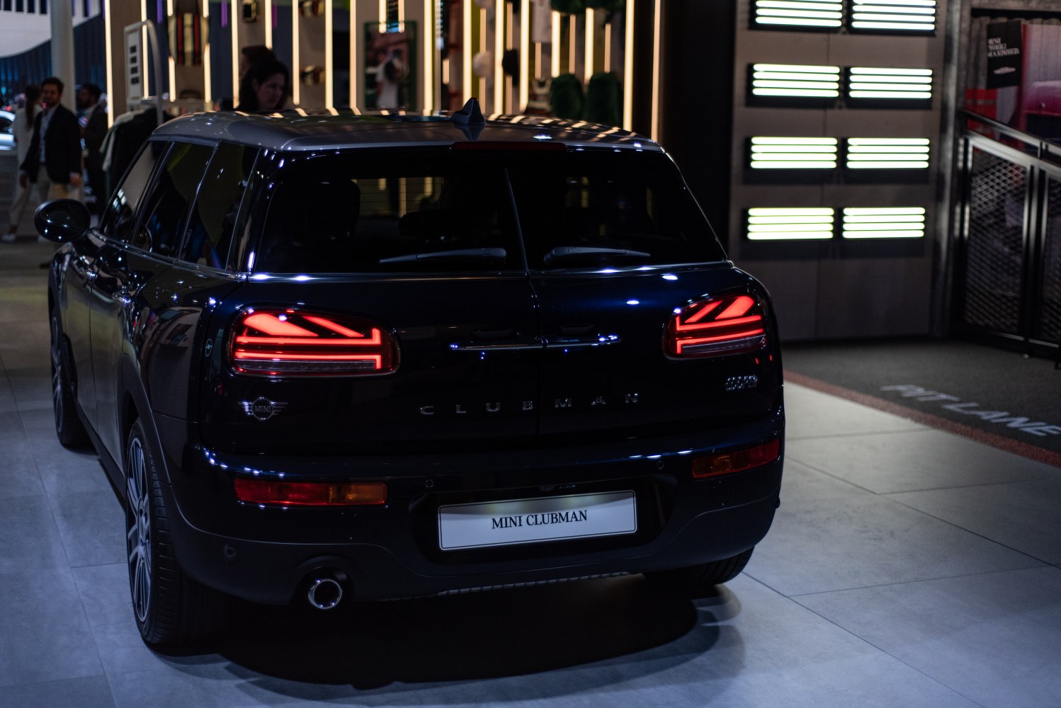 Split rear doors with unique LED tail lights at night