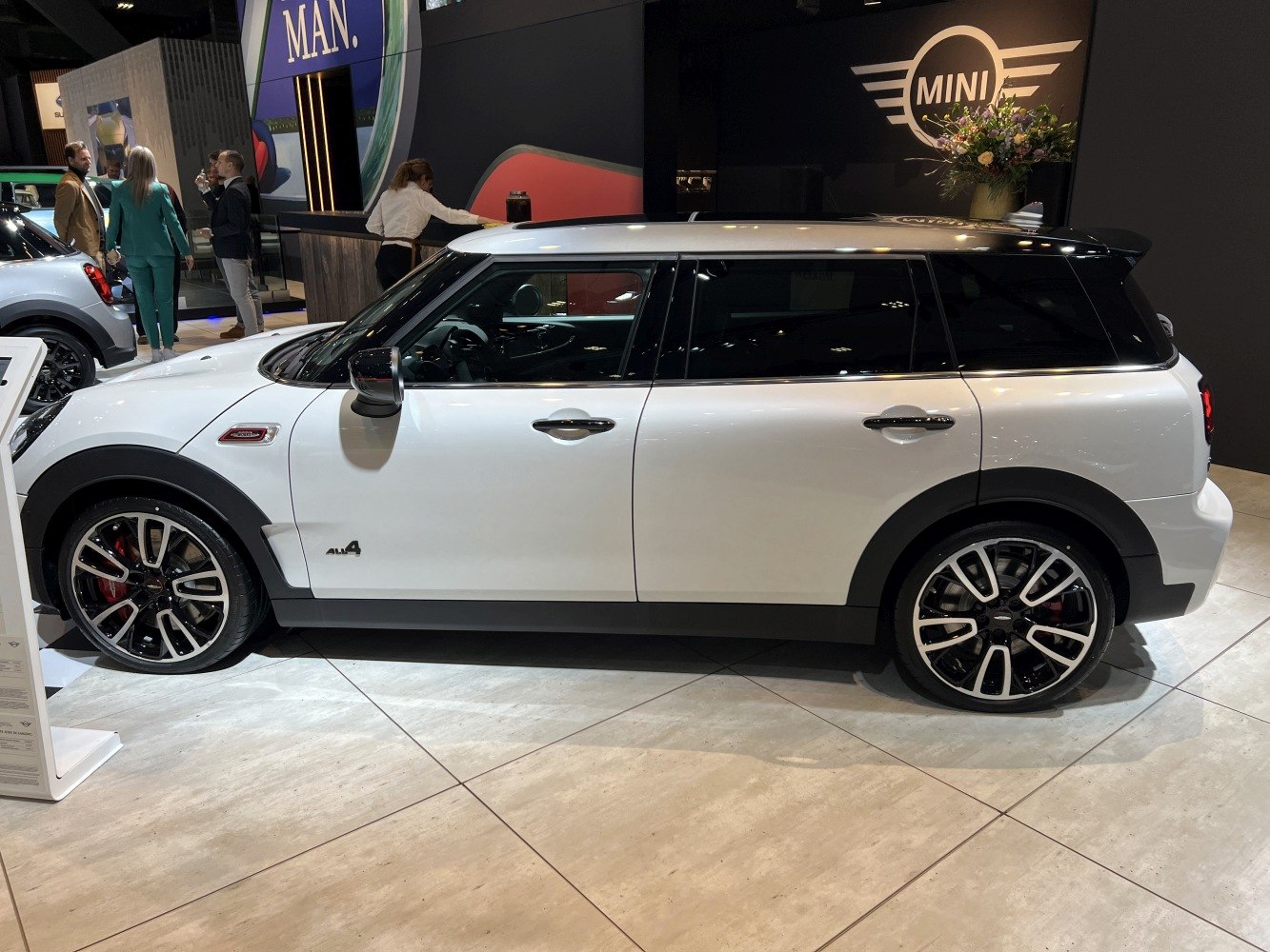 Side profile with sporty alloy wheels and all4 badge.