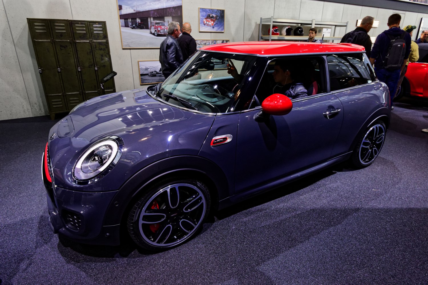 Compact hatchback with red roof and sporty black alloy wheels