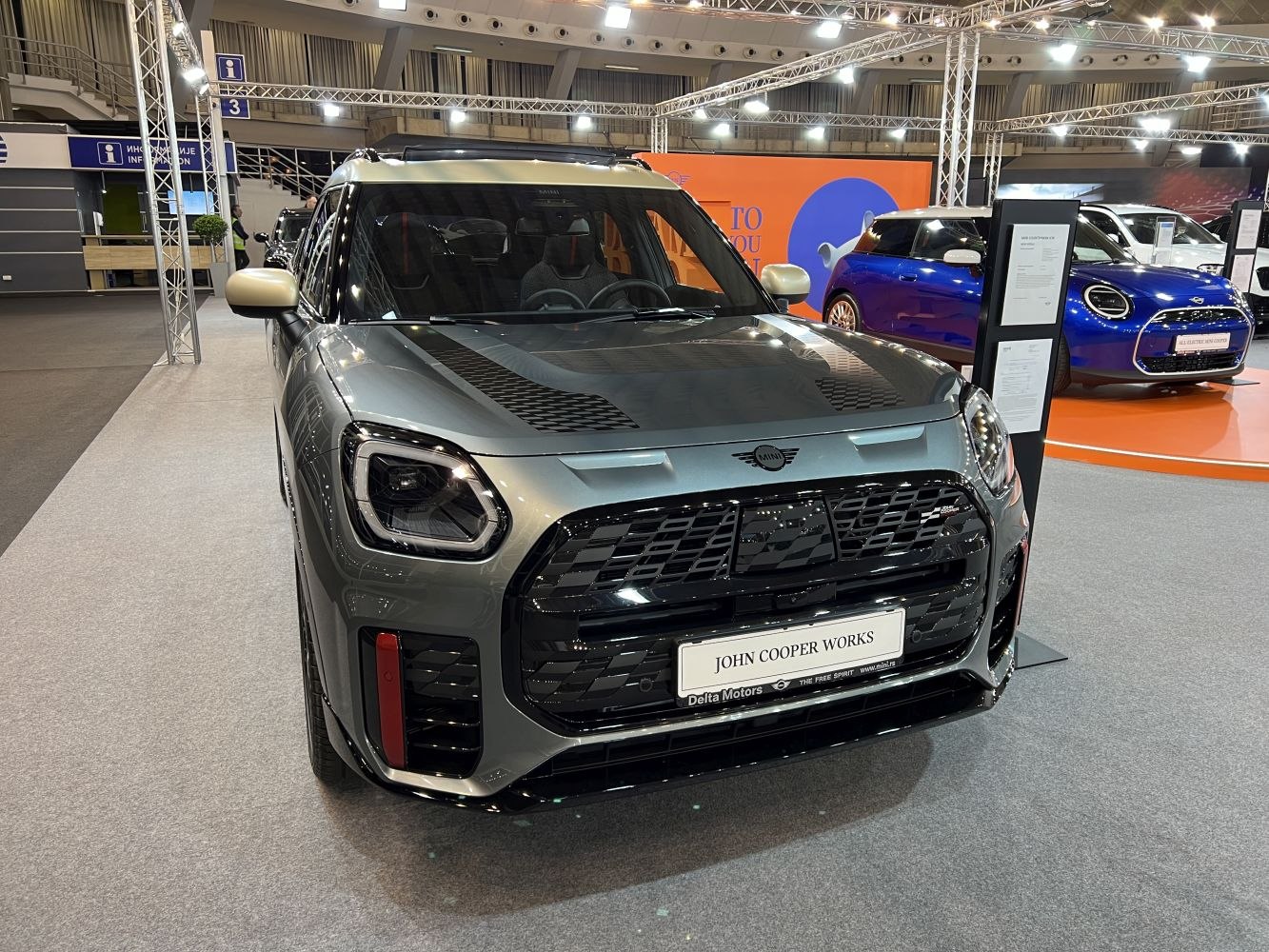 Close-up of John Cooper Works front grille and headlights