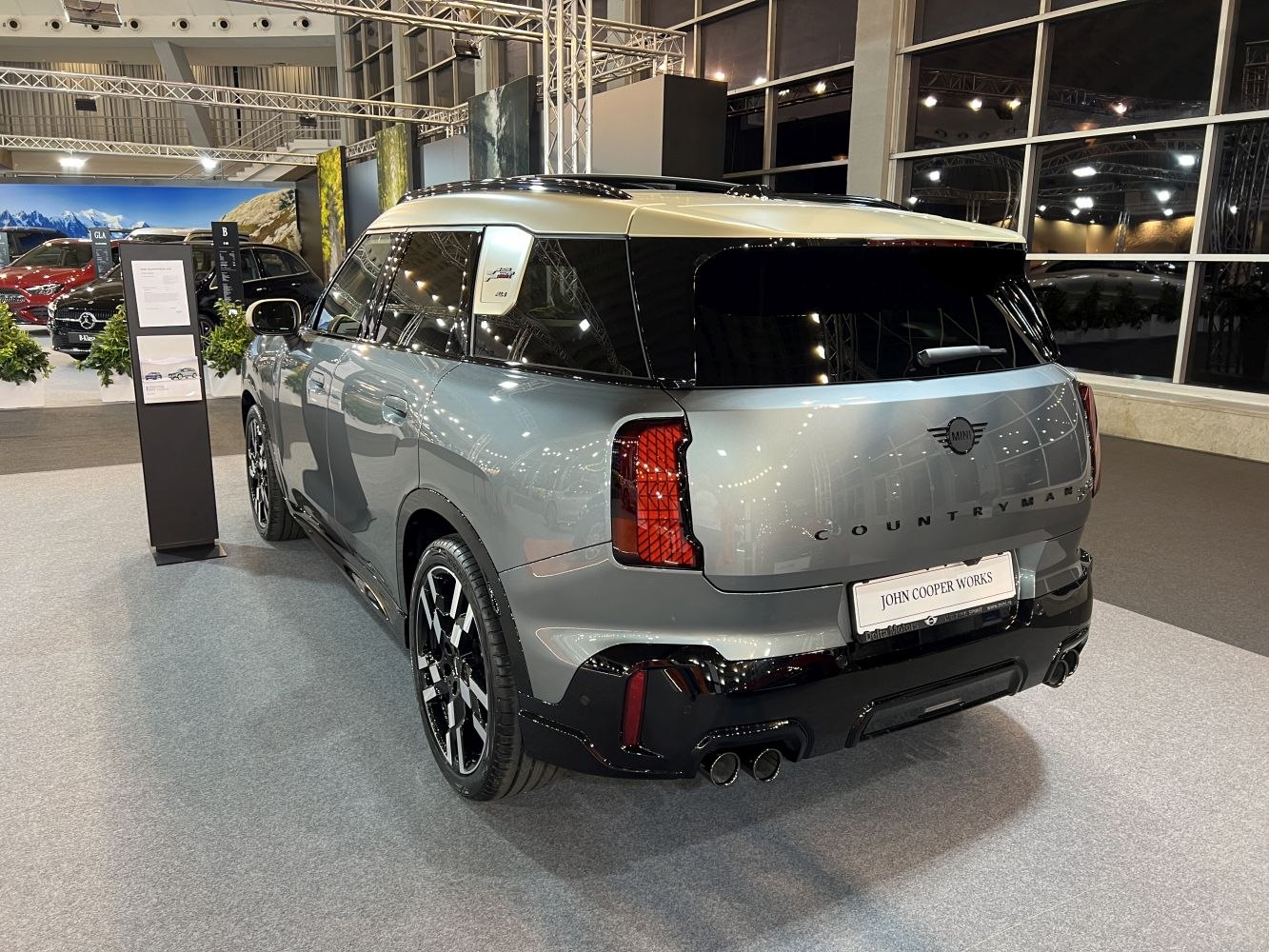 Rear view of Mini Countryman U25 with dual exhaust and distinctive taillights