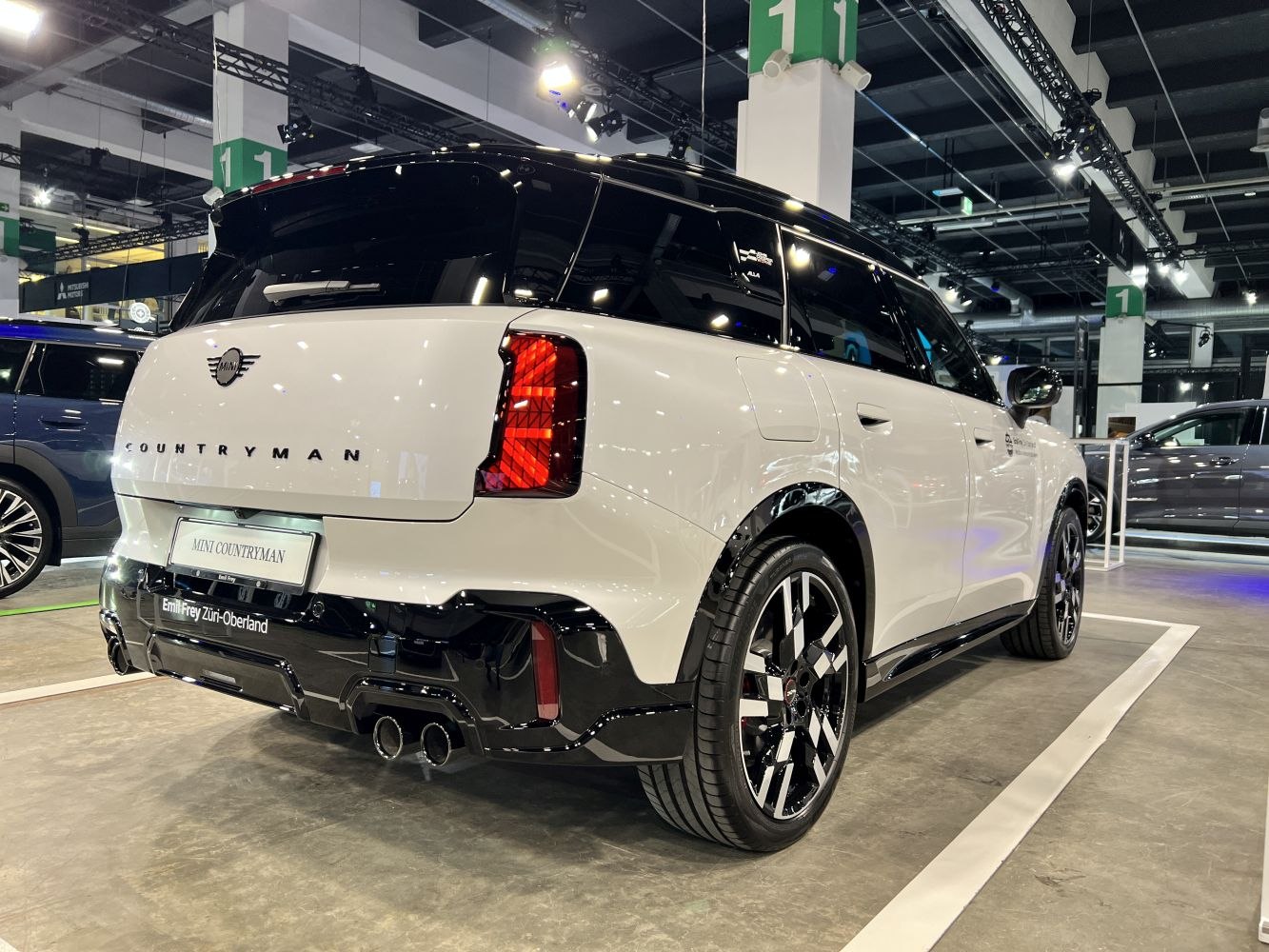 Rear and side view with signature tail lights and dual exhaust